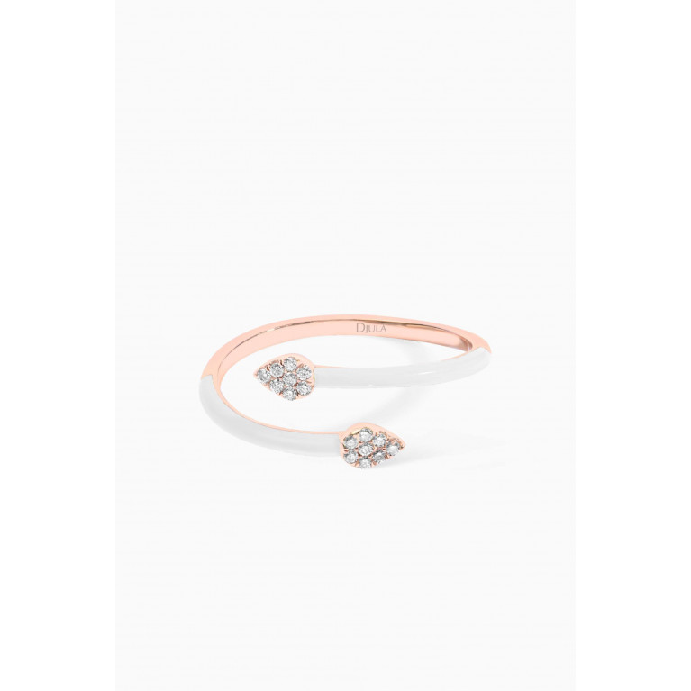 Djula - Marbella Snake Diamond & Enamel Ring in 18kt Rose Gold
