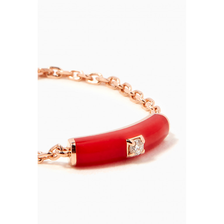 Djula - Marbella Chain Diamond & Enamel Ring in 18kt Rose Gold