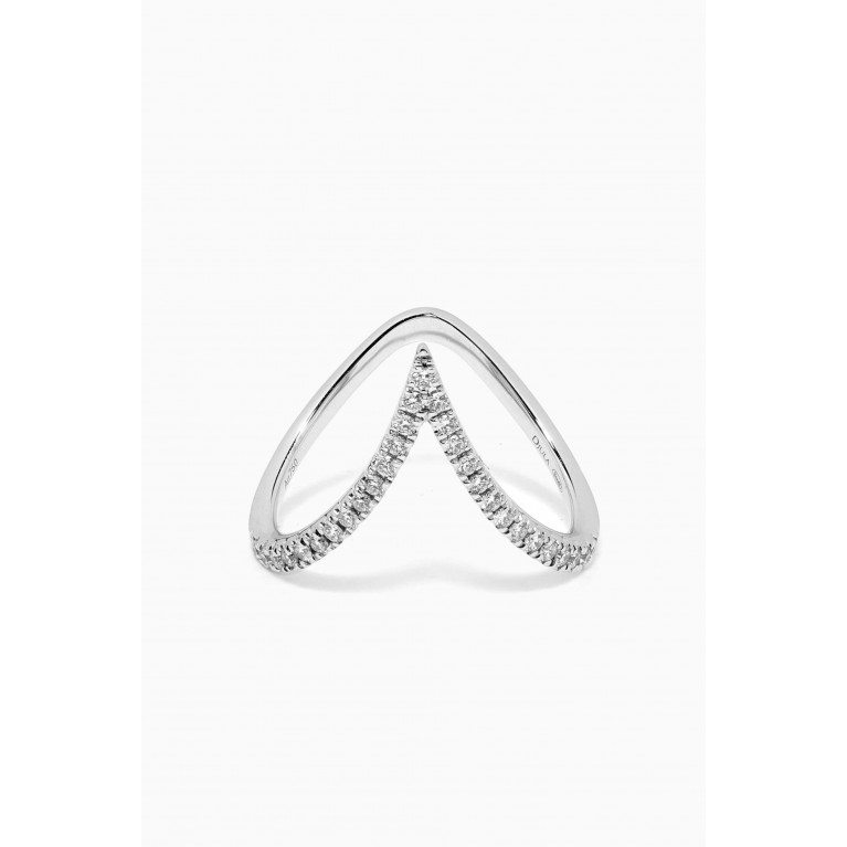 Djula - Graphique V Phalanx Diamond Ring in 18kt White Gold