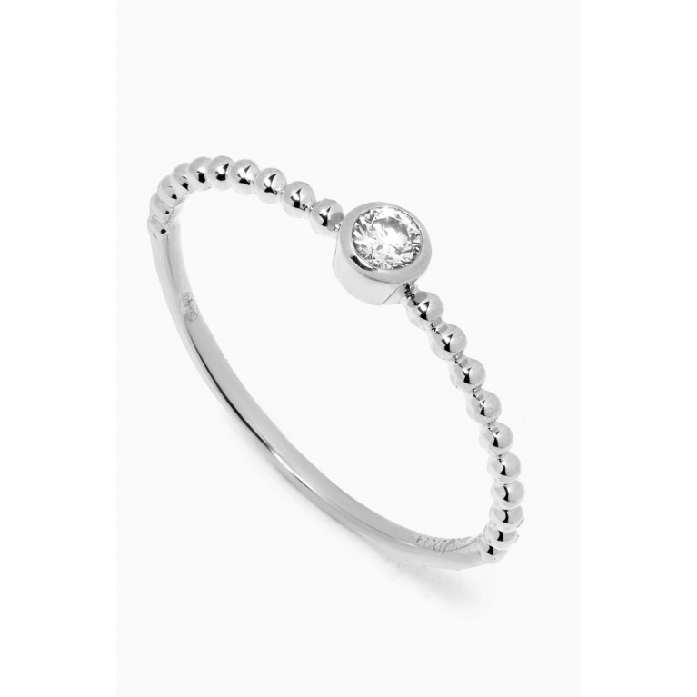 Djula - Small Solitaire Diamond Ring In 18kt White Gold White