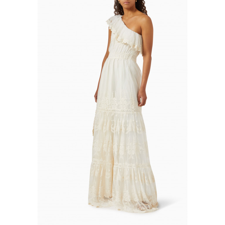 Y.A.S - Yasfeeleloise One-shoulder Embroidered Maxi Dress in Tulle