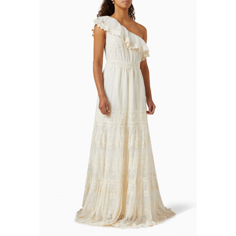 Y.A.S - Yasfeeleloise One-shoulder Embroidered Maxi Dress in Tulle