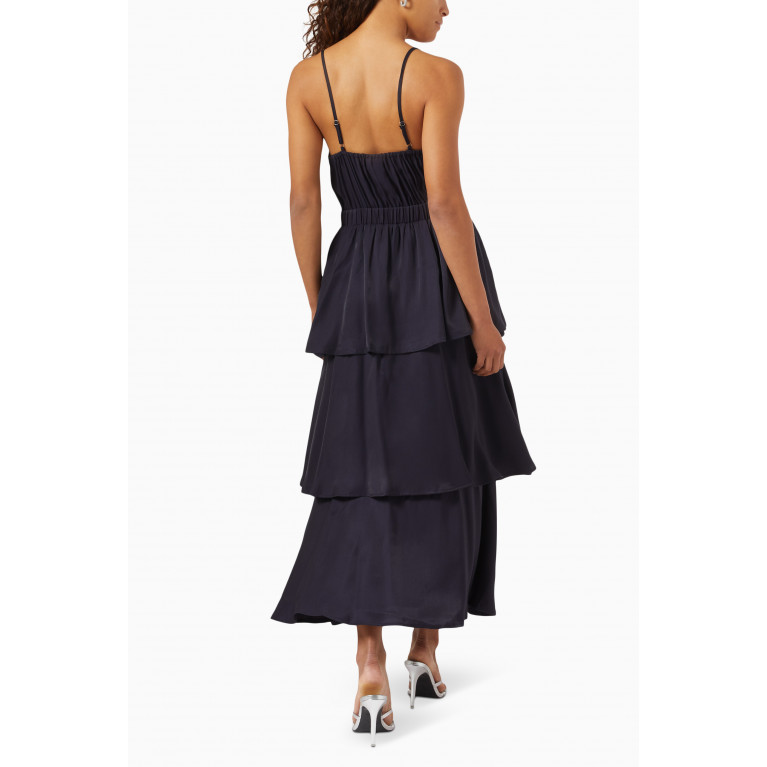 Y.A.S - Yascammie Tiered Maxi Dress in Viscose-blend Blue