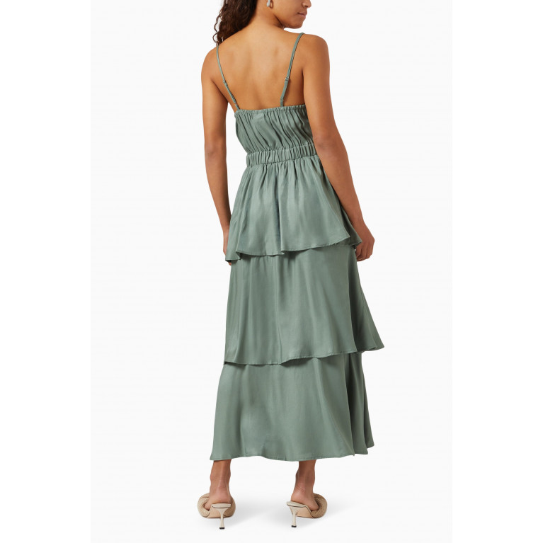 Y.A.S - Yascammie Tiered Maxi Dress in Viscose-blend Brown