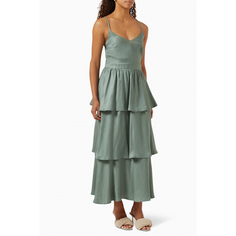 Y.A.S - Yascammie Tiered Maxi Dress in Viscose-blend Brown
