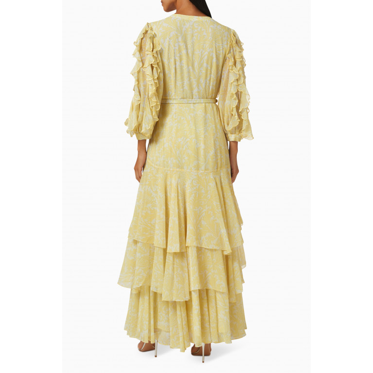 Pankaj & Nidhi - Cascadia Ruffled Maxi Dress in Chiffon