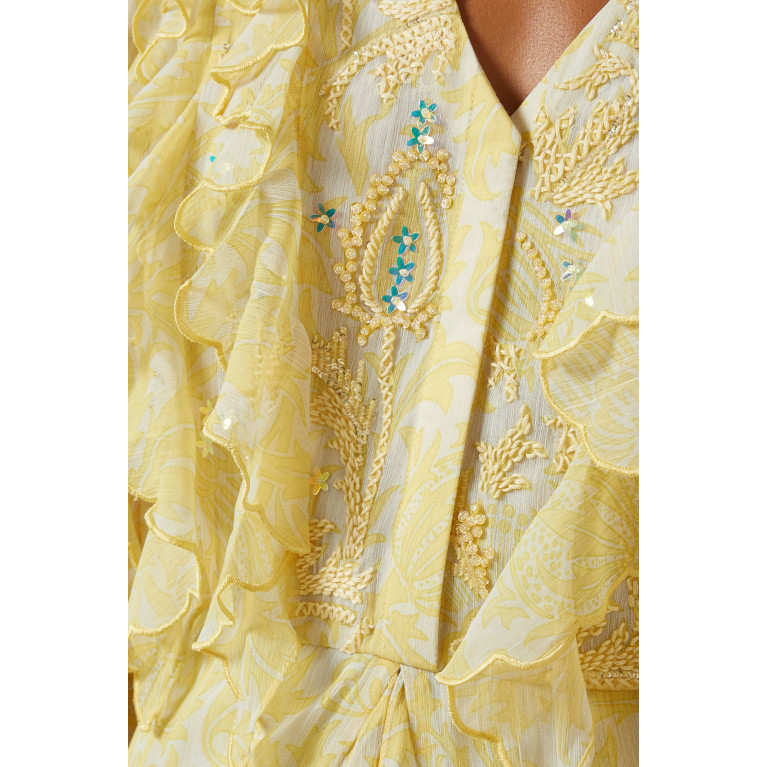 Pankaj & Nidhi - Cascadia Ruffled Maxi Dress in Chiffon