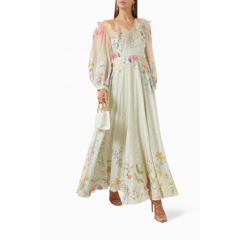 Pankaj & Nidhi - Bellisimo Floral Maxi Dress in Cotton