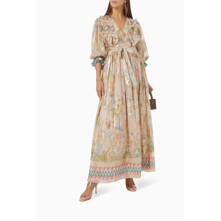 Pankaj & Nidhi - Glasshouse Maxi Dress in Chiffon Neutral