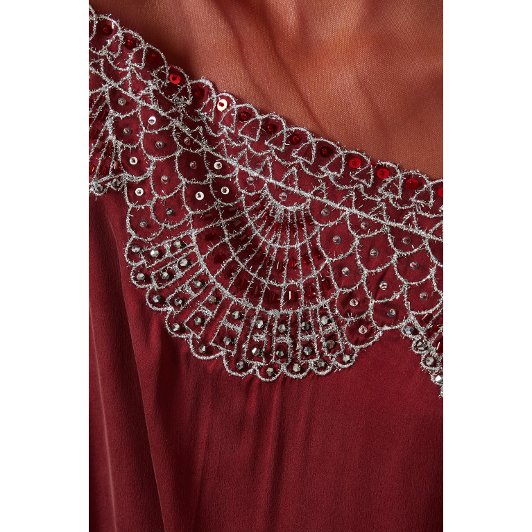 Bthaina - Embellished Cape-cut Kaftan in Silk
