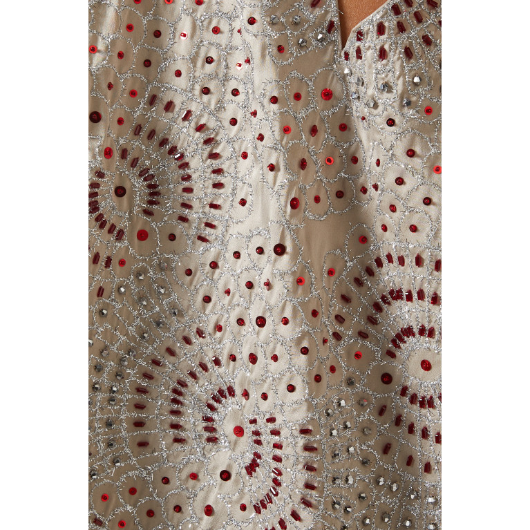 Bthaina - Embellished Cape-cut Kaftan in Silk