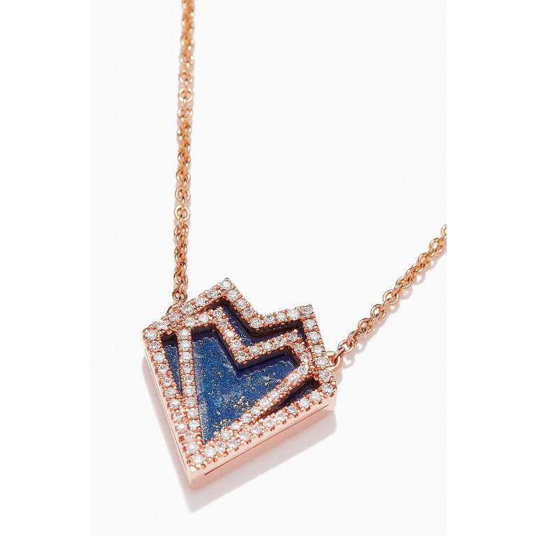 Charmaleena - My Heart Lapis Necklace in 18kt Rose Gold