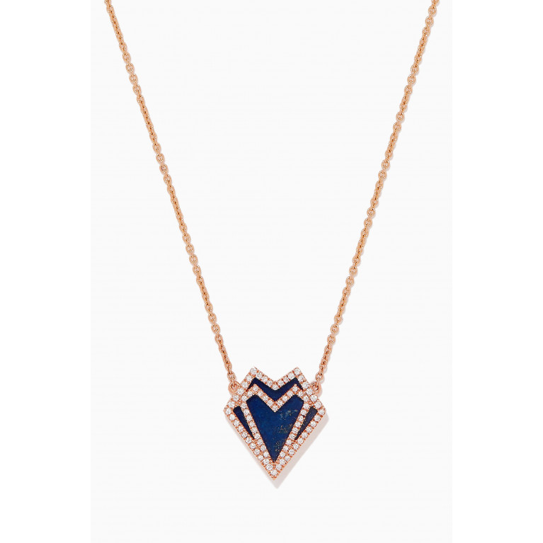 Charmaleena - My Heart Lapis Necklace in 18kt Rose Gold