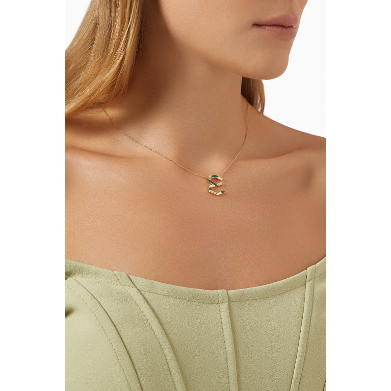 Charmaleena - 28 Initial Diamond Necklace in 18kt Yellow Gold