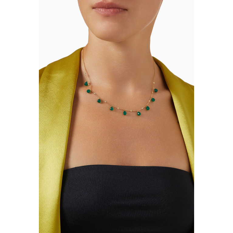 Charmaleena - Multi-stone Diamond & Onyx Necklace in 18kt Gold