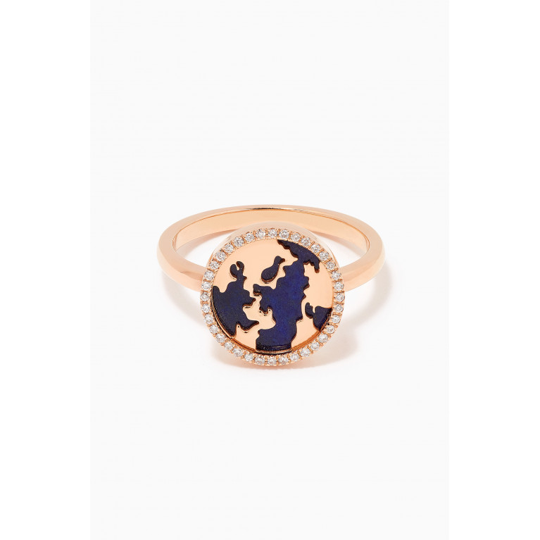 Charmaleena - My World Diamond & Lapis Ring in 18kt Rose Gld