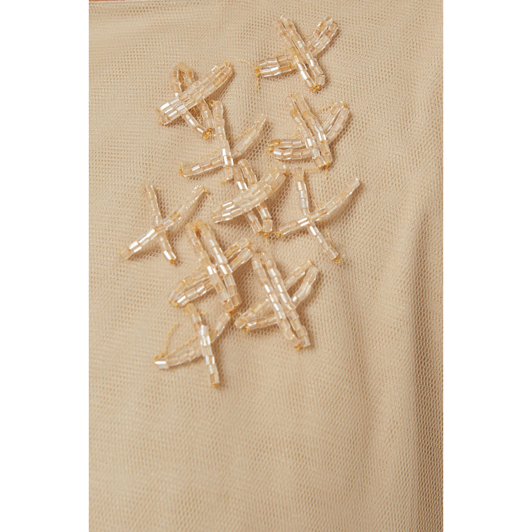 SHATHA ESSA - Embellished Shoulder-tie Maxi Dress in Tulle