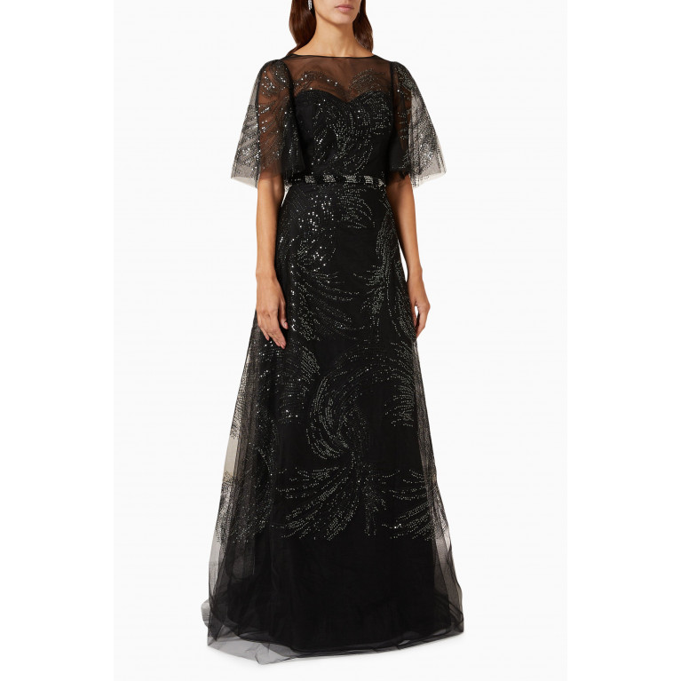 Teri Jon - Embellished Gown in Sequins & Tulle
