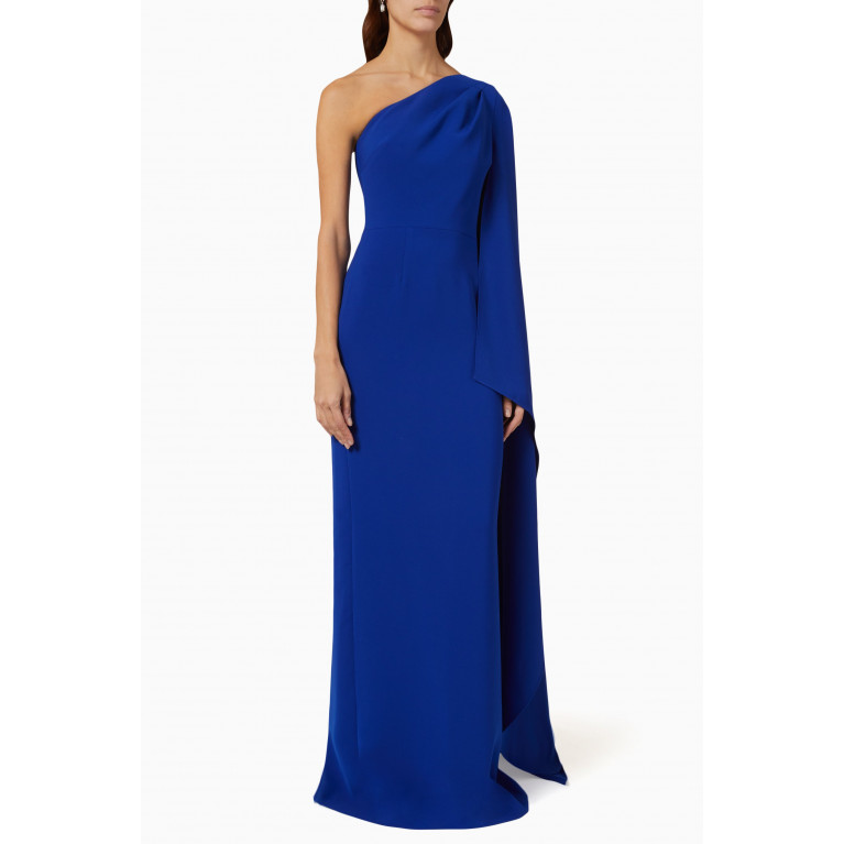 Teri Jon - Exaggerated One-shoulder Gown in Crêpe