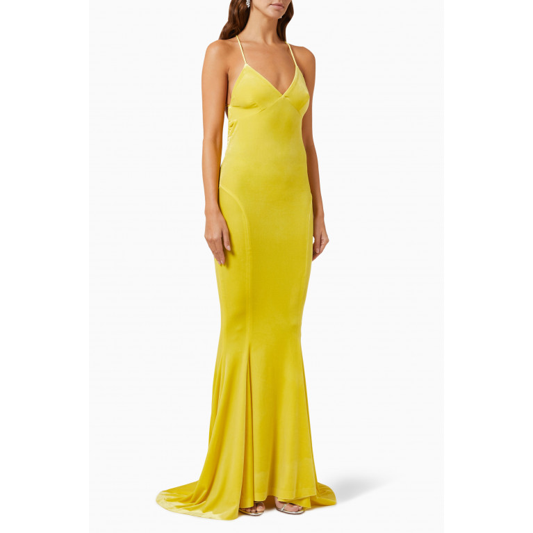 Norma Kamali - Low-back Fishtail Gown in Stretch Velvet