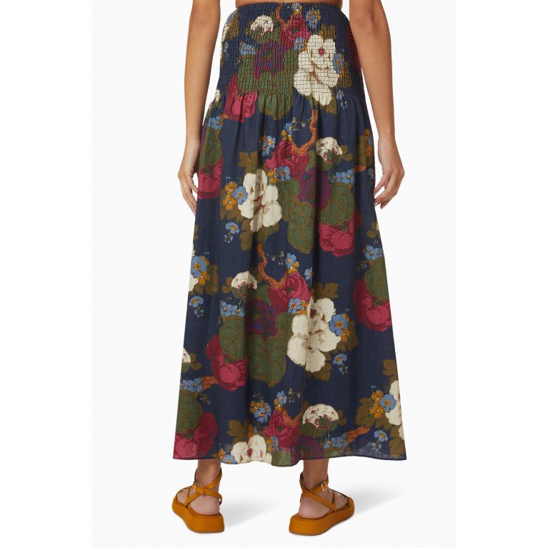 SIR The Label - Francesca Shirred Maxi Skirt in Linen
