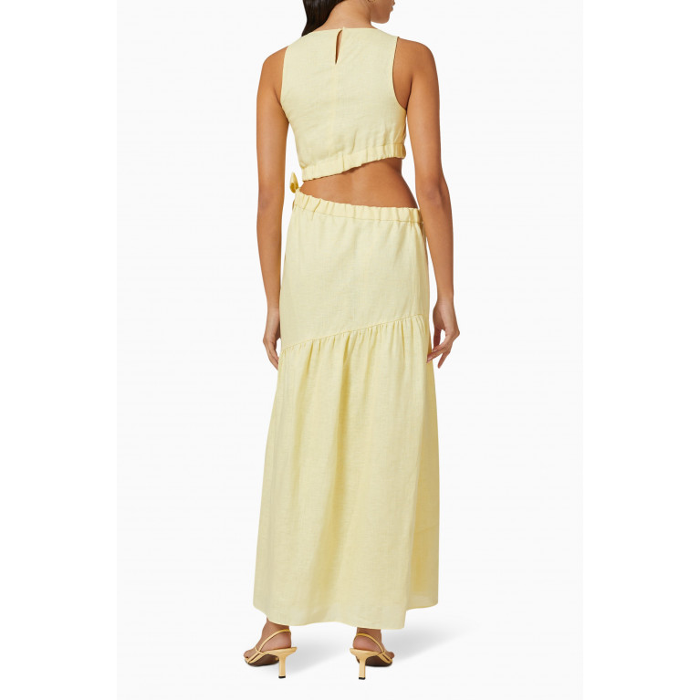SIR The Label - Francesca Asymmetrical Cut-out Maxi Dress in Linen