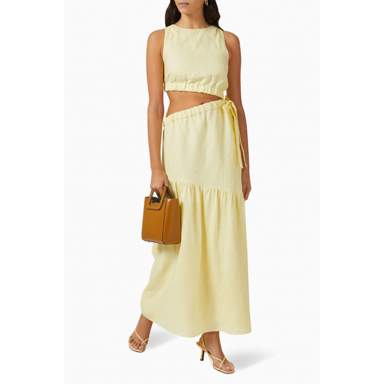 SIR The Label - Francesca Asymmetrical Cut-out Maxi Dress in Linen