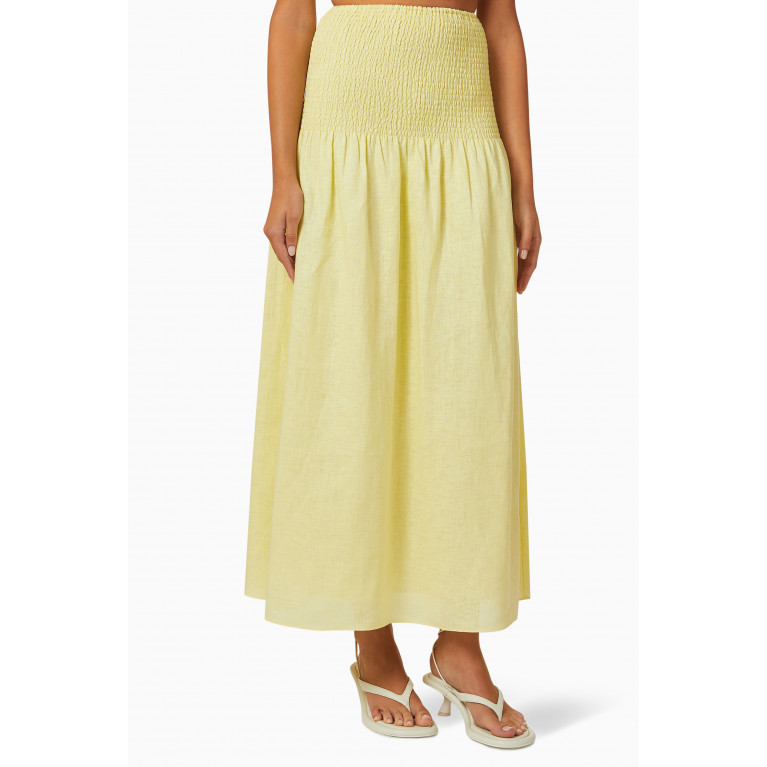 SIR The Label - Francesca Shirred Maxi Skirt in Linen