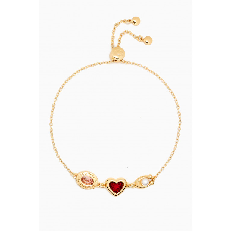 Coach - Signature Stone And Heart Slider Bracelet in Metal