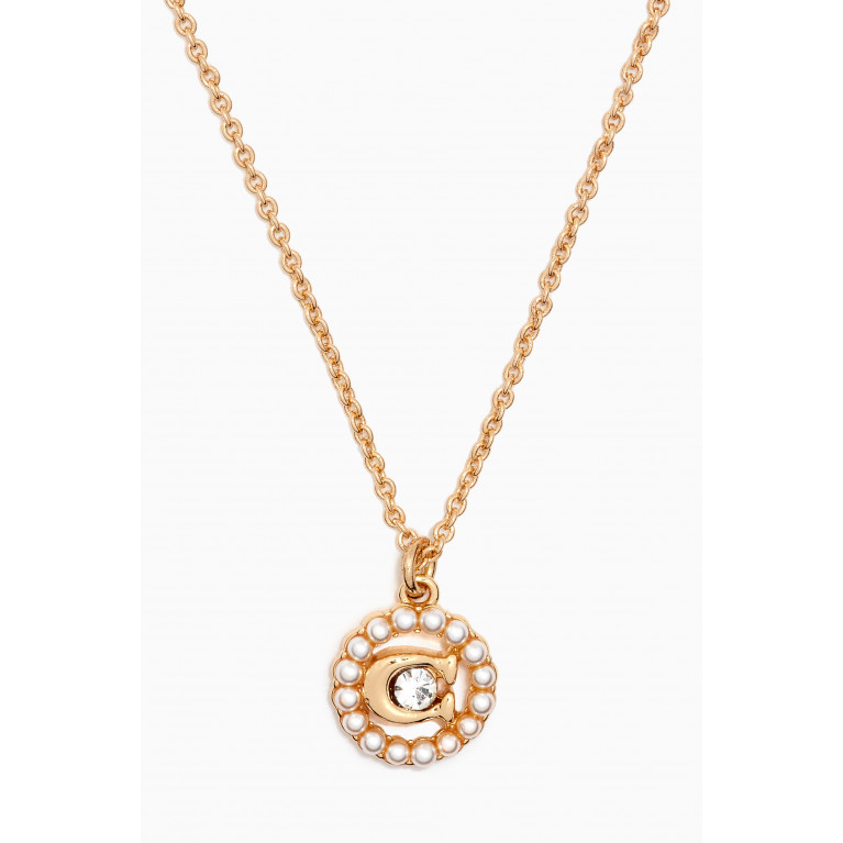 Coach - C Monogram Pendant Necklace in Plated Brass