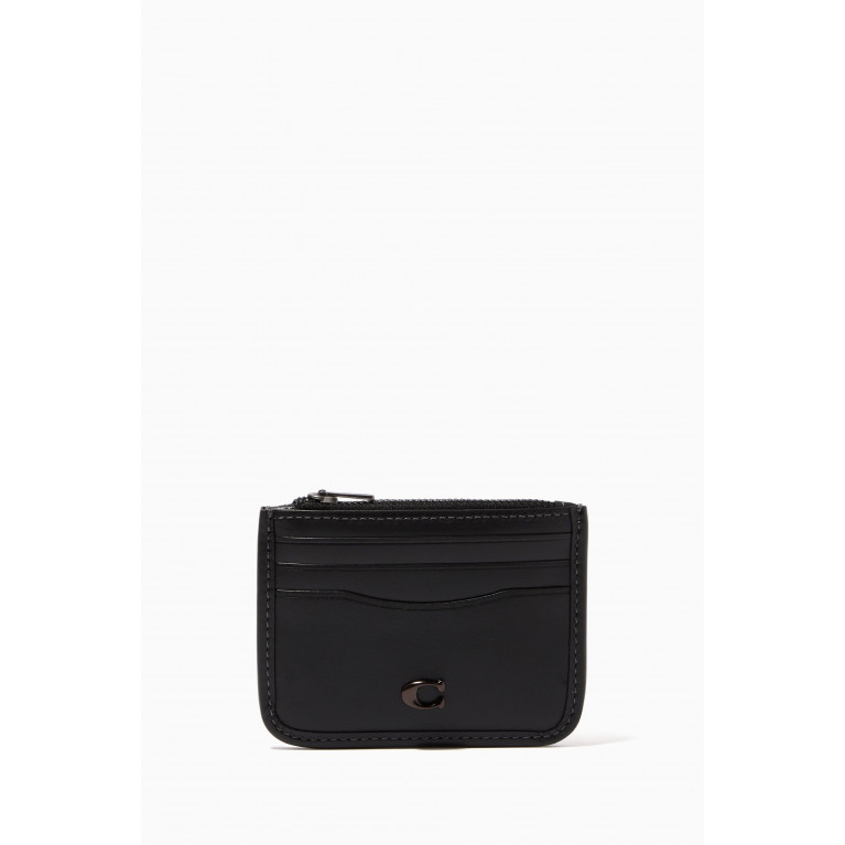 Coach - Zip Card Holder in Pebbled Leather Black