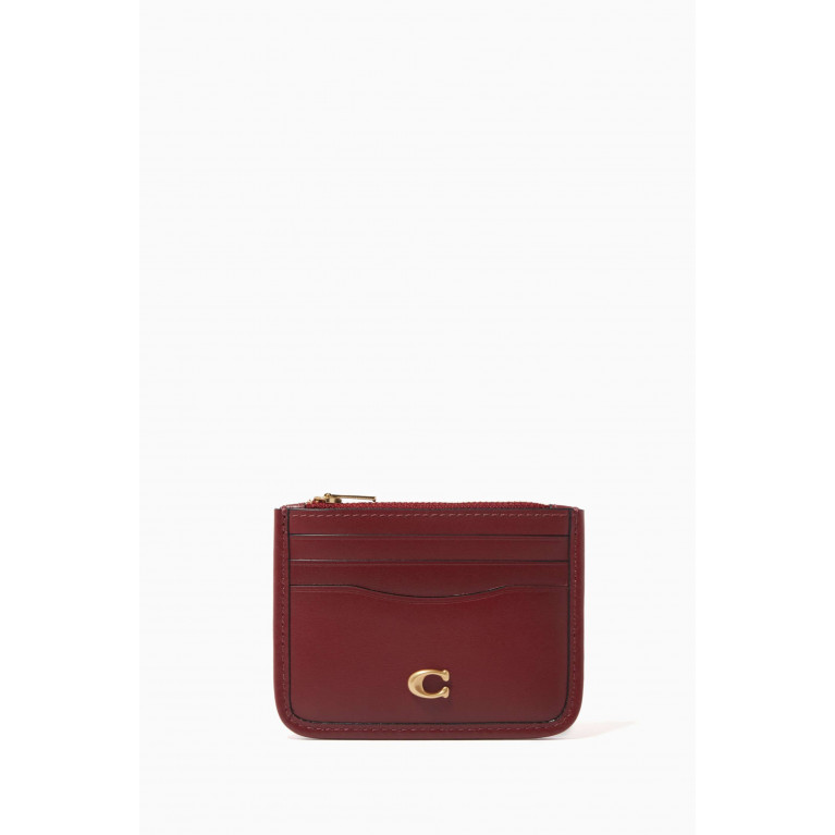 Coach - Zip Card Holder in Pebbled Leather Red