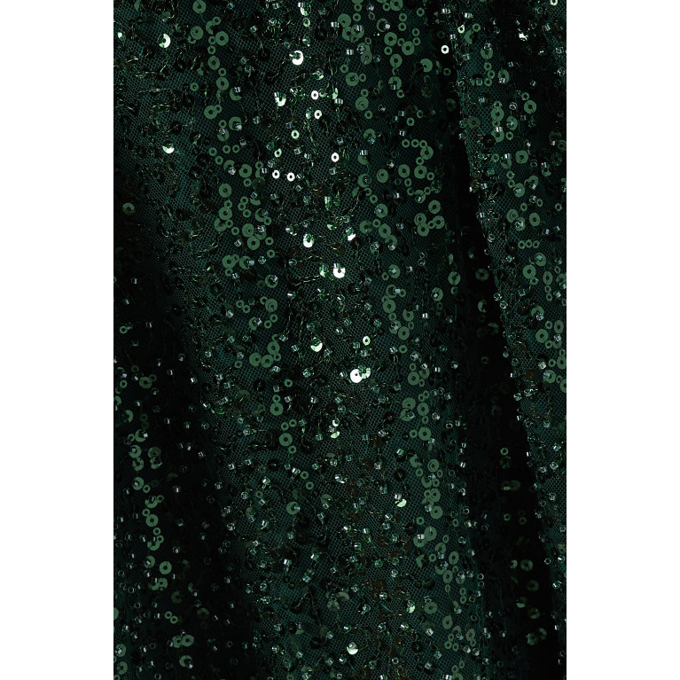 Elle Zeitoune - Amaya Cut-out Shimmer Gown Green