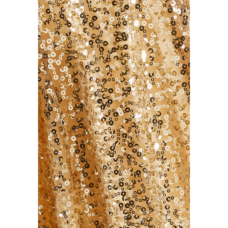 Elle Zeitoune - Amaya Cut-out Shimmer Gown Gold
