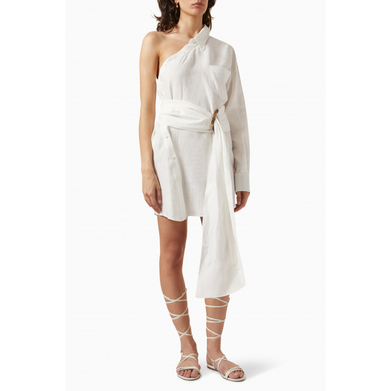 PIECE OF WHITE - Blake Asymmetric Shirt Dress in Linen