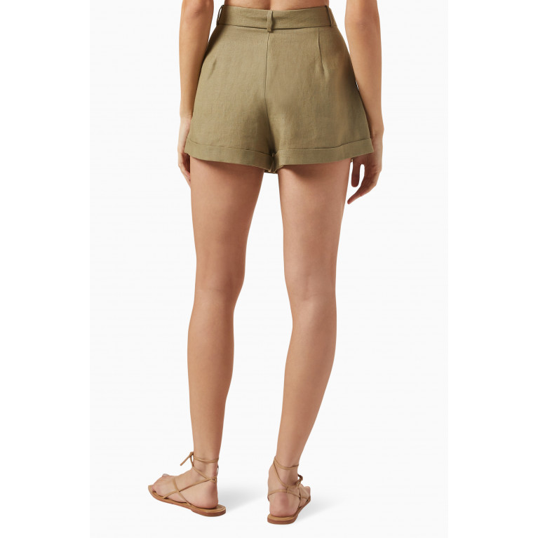 PIECE OF WHITE - Riviera Shorts in Linen Brown