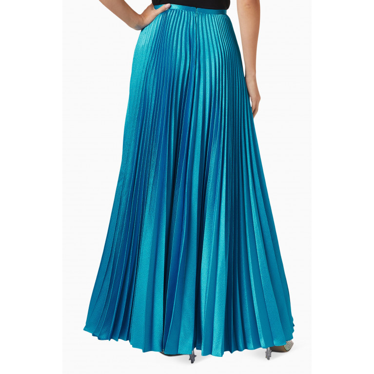 Solace London - Henley Pleated Maxi Skirt in Metallic-crepe Blue