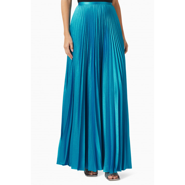 Solace London - Henley Pleated Maxi Skirt in Metallic-crepe Blue