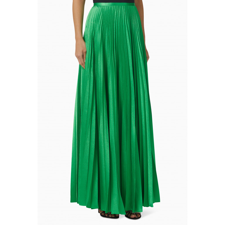 Solace London - Henley Pleated Maxi Skirt in Metallic-crepe Green