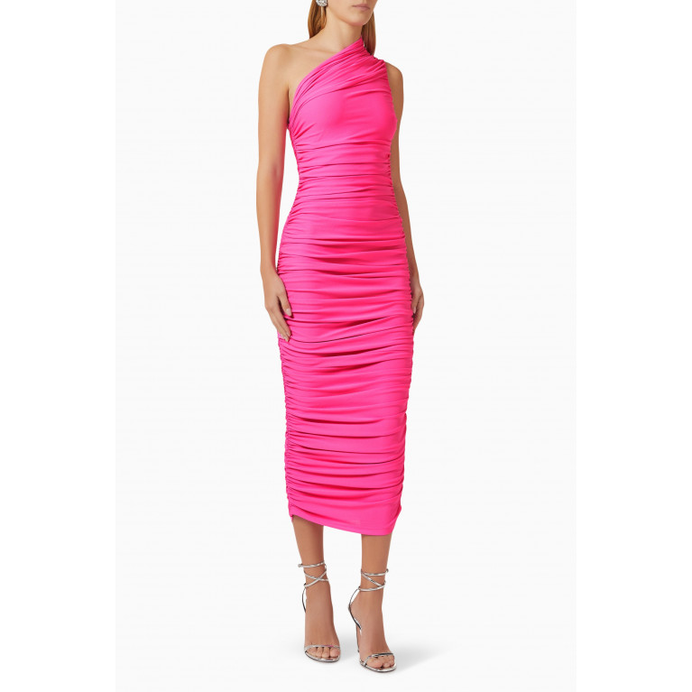 Solace London - Amaya Ruched Midi Dress in Jersey
