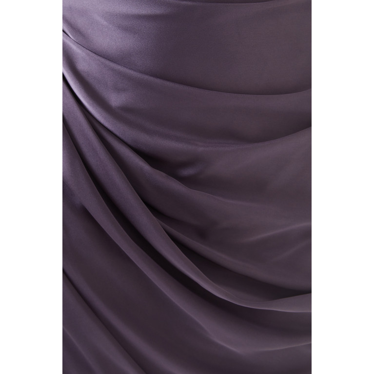 Agua Bendita - Draped Slit Maxi Dress in Satin