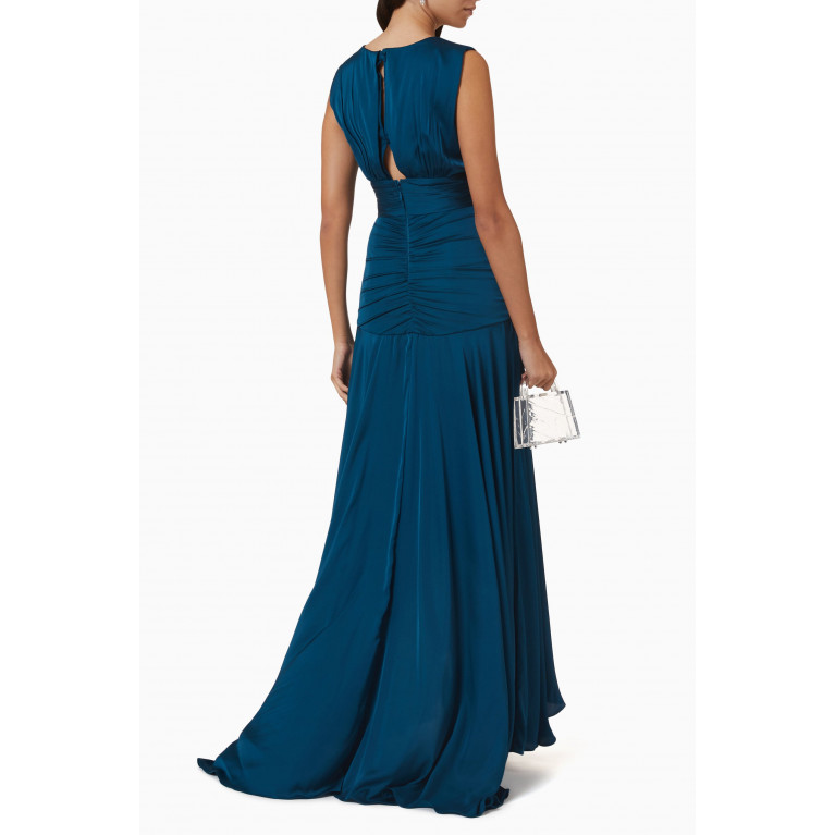 Agua Bendita - High-low Maxi Dress in Satin Blue