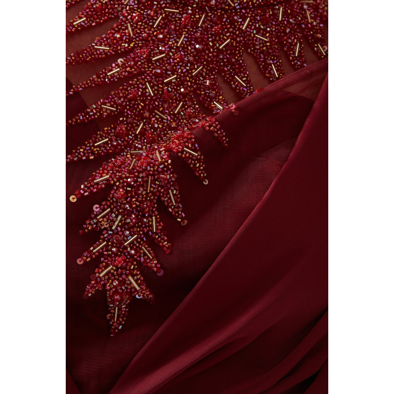 Agua Bendita - Crystal-embellished Maxi Dress in Satin Red