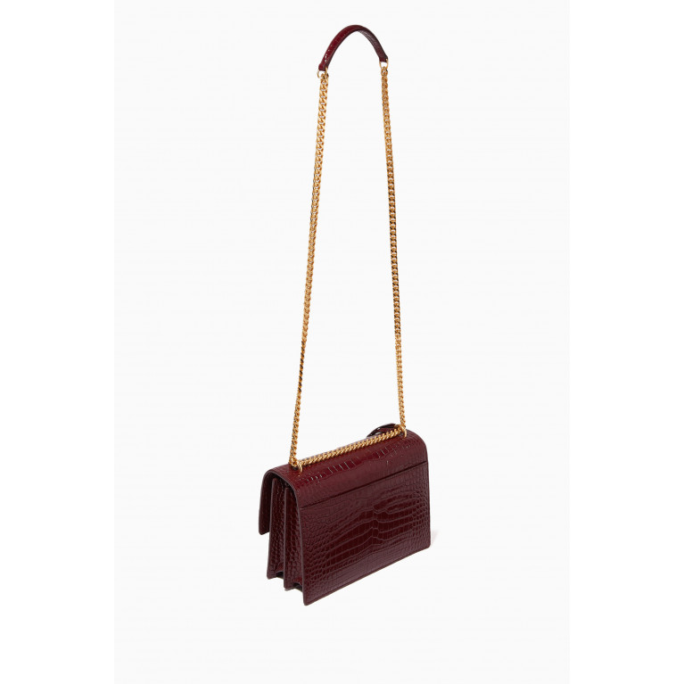 Saint Laurent - Medium Sunset Chain Shoulder Bag in Croc-embossed Leather
