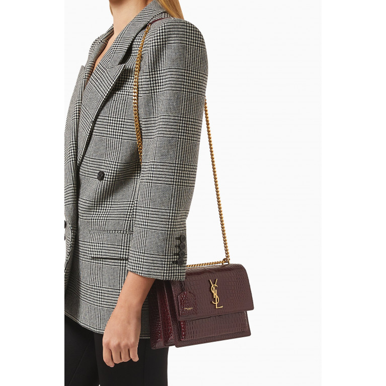 Saint Laurent - Medium Sunset Chain Shoulder Bag in Croc-embossed Leather
