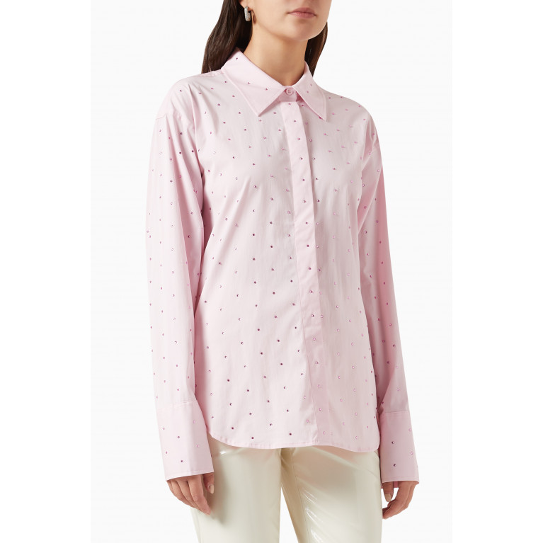Good American - Crystal Shirt in Poplin Pink