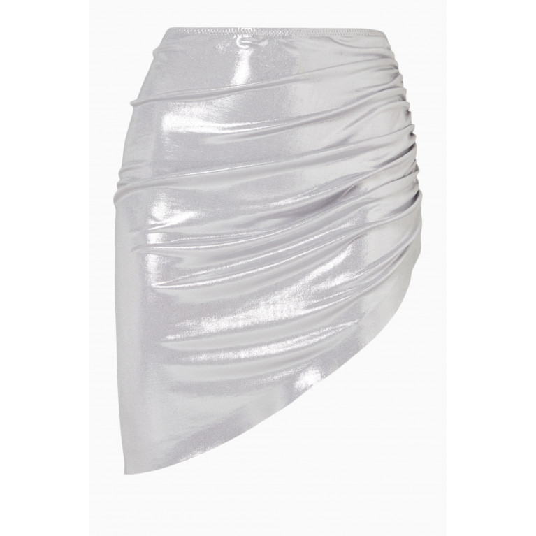 Norma Kamali - Side Drape Mini Skirt in Lamé Jersey