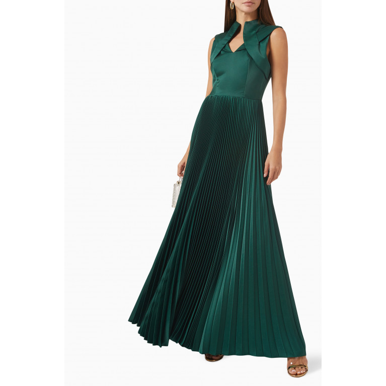 NASS - Pleated Maxi Dress Green