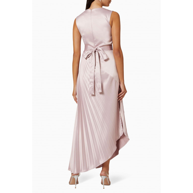 NASS - Asymmetric Pleated Dress in Satin Pink