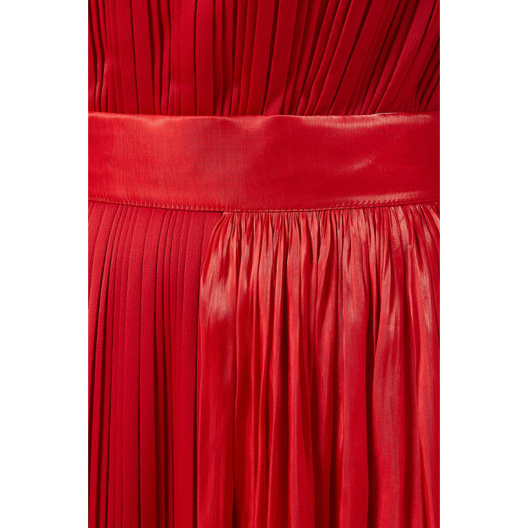 NASS - Pleated Off-shoulder Maxi Dress Red